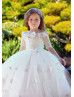 Off Shoulder Ivory Lace Tulle Floor Length Flower Girl Dress Off Shoulder Ivory Lace Tulle Floor Length Flower Girl Dress